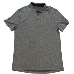 Lululemon Evolution Polo Heather Dark Gray Large Golf Casual Stretch Quick Dry